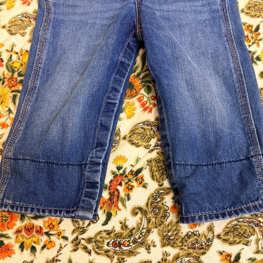 OshKosh Bgosh Denim Overalls Baby Toddler Blue Floral Trim Size 24 Months - Picture 10 of 10